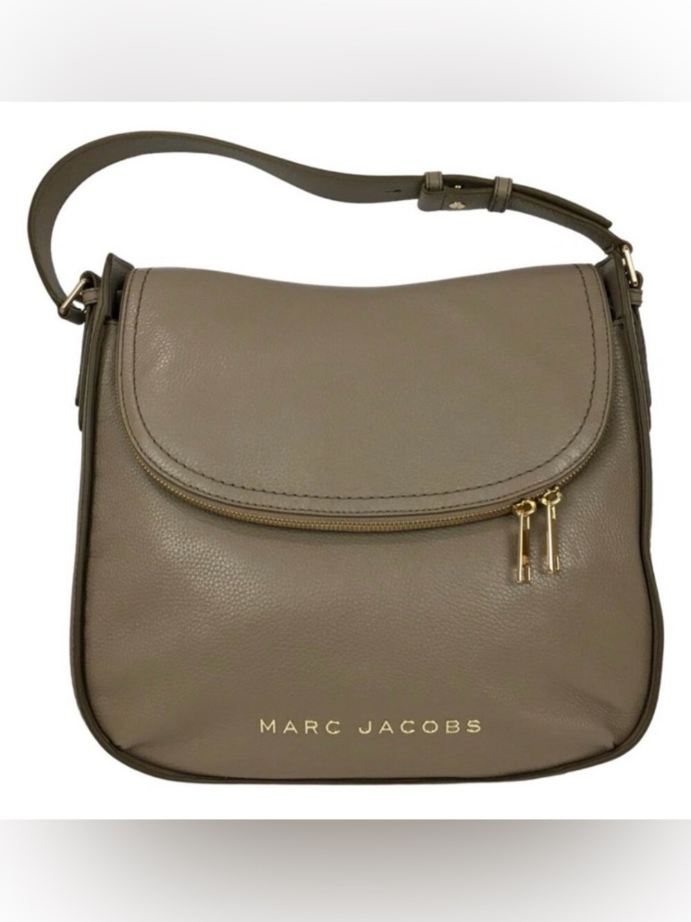 Marc Jacobs Leather Hobo Shoulder Bag- GREIGE